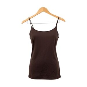 Oscar de la Renta Cami Brown Cotton Spandex Adjustable Strap Tank - Medium
